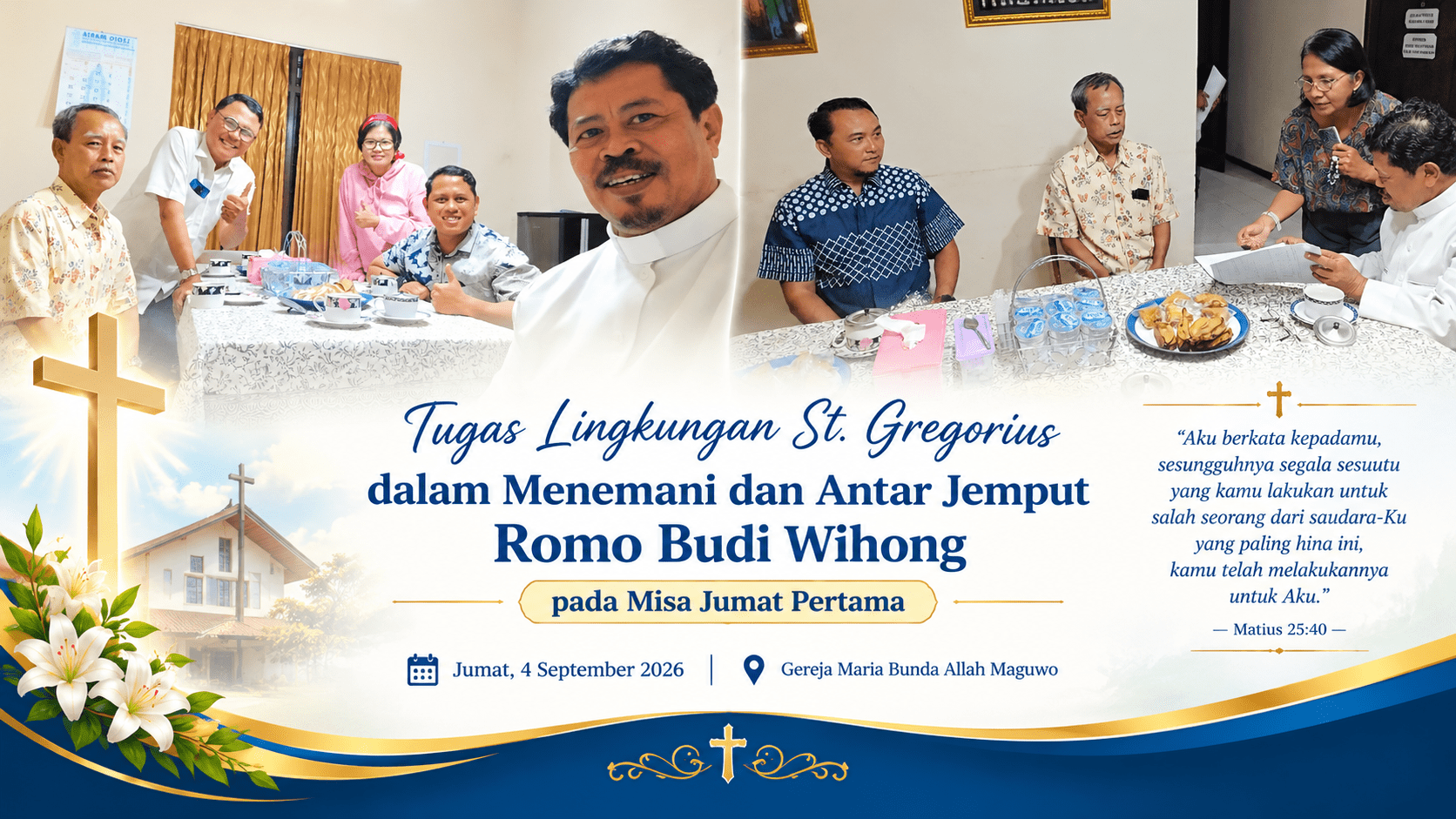 Kebersamaan Lingkungan St. Gregorius bersama Romo Budi Wihong