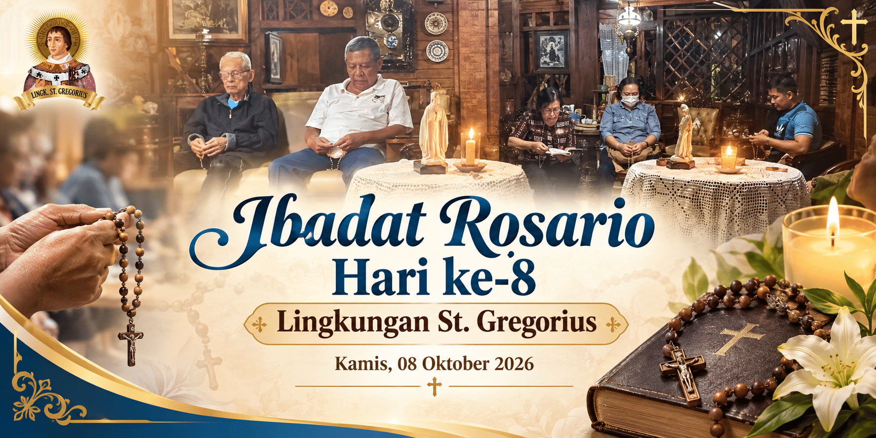 Umat Lingkungan St. Gregorius berdoa Rosario bersama
